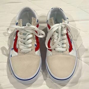 Red, white and blue Vans